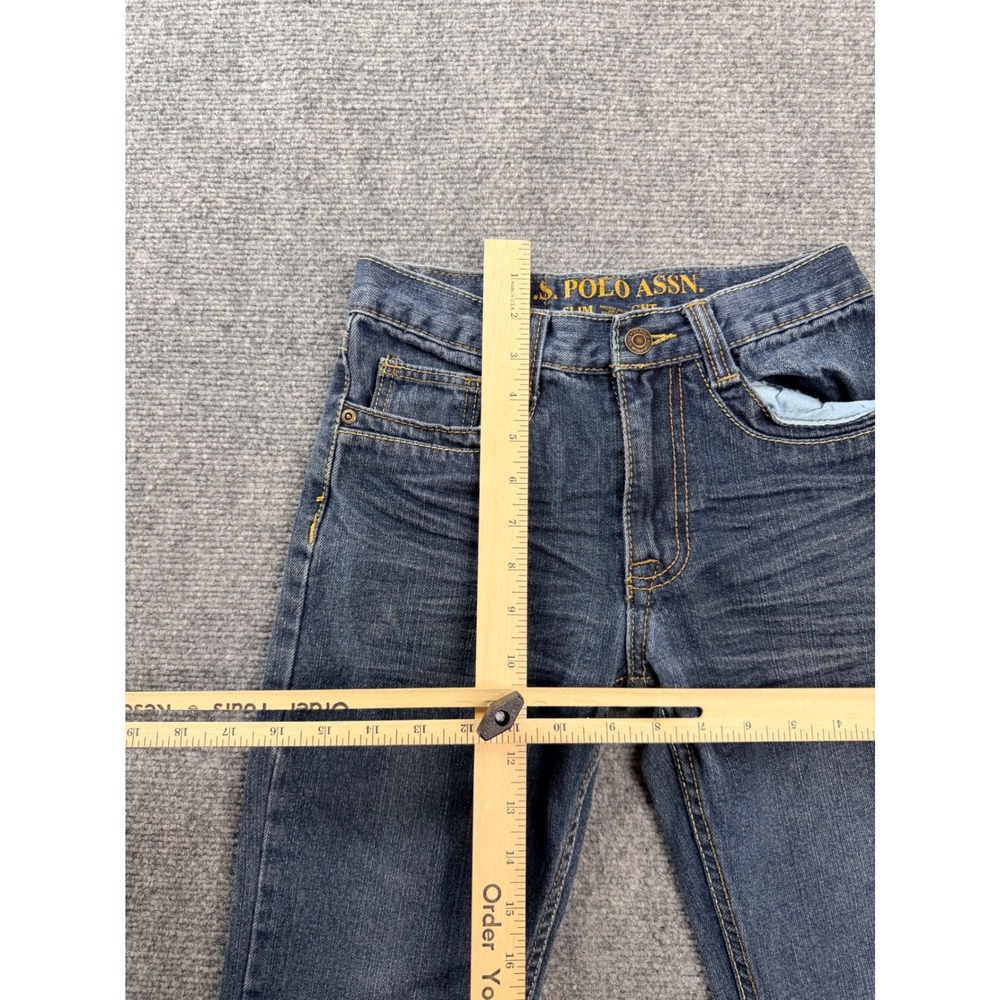 US Polo Assn Kids Boys Size 12 Slim Straight Jeans Blue Denim Embroidered Vtg - Picture 8 of 12